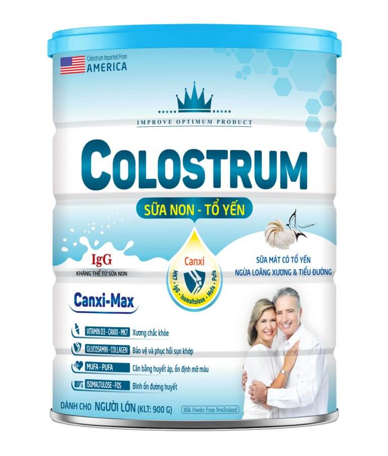 Sữa bột Colostrum Canxi-Max chứa sữa non và tổ yến giúp ngừa loãng xương và tiểu đường ở người già