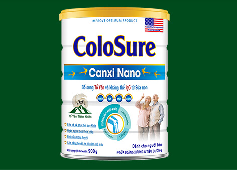 Sữa bột pha sẵn ColoSure Canxi Nano giúp dự phòng loãng xương và tiểu đường cho người lớn tuổi